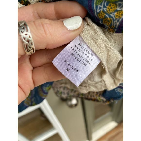 Anthropologie Entro Bohemian Multicolor Tunic Blouse Square Neck, Sz Medium - Picture 4 of 8